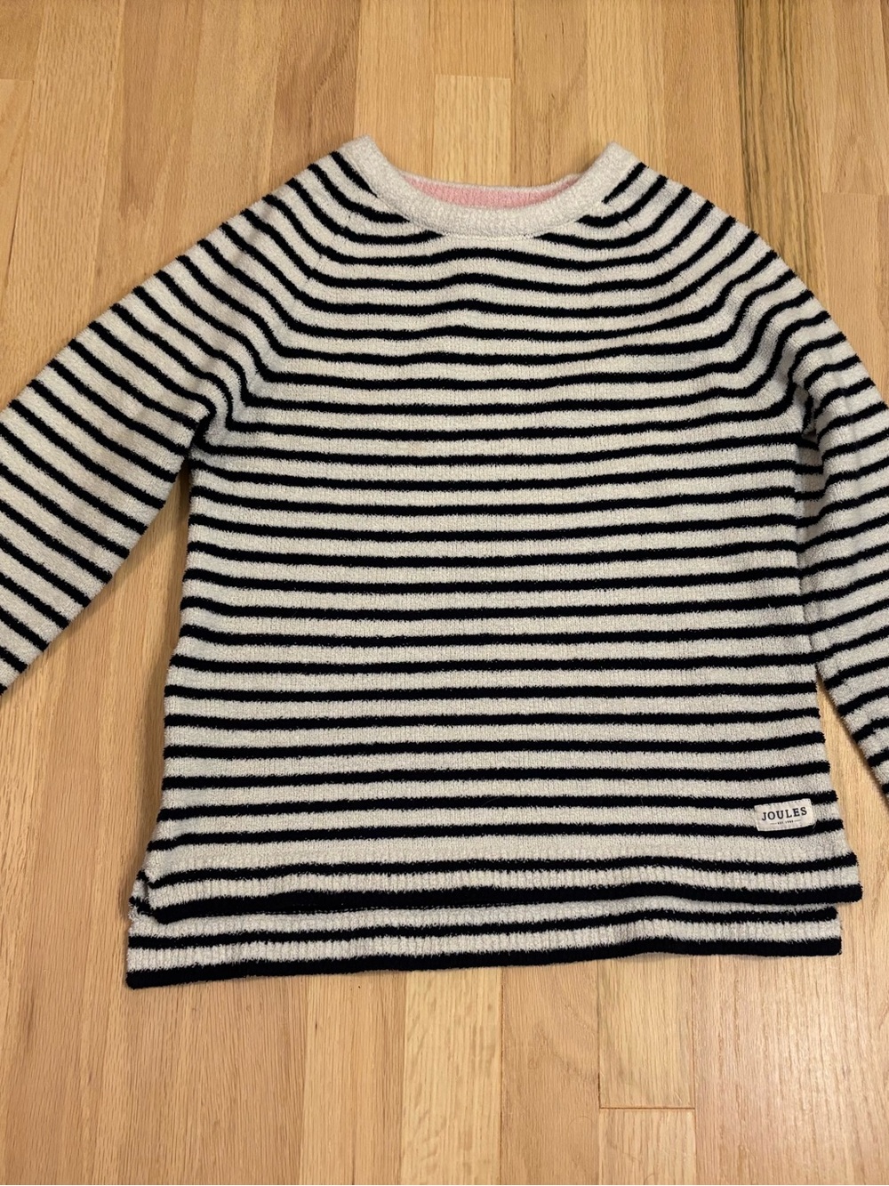 Joules Girls Cream & Navy Breton Stripe Crewneck Sweater